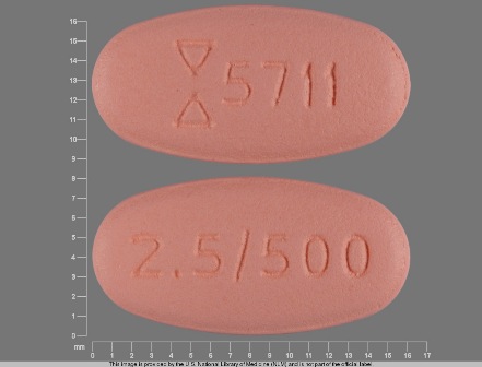 5711 2 5 500: (0093-5711) Glyburide 2.5 mg / Metformin Hydrochloride 500 mg Oral Tablet by Bryant Ranch Prepack
