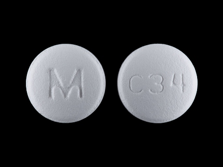 M C34: (0378-3634) Carvedilol 25 mg Oral Tablet by Mylan Pharmaceuticals Inc.