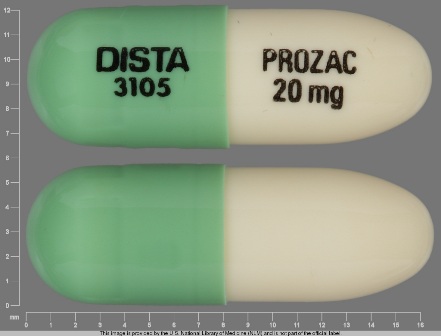 DISTA 3105 Prozac 20 mg: (0777-3105) Prozac 20 mg (Fluoxetine Hydrochloride 22.4 mg) Oral Capsule by Dista Products Company