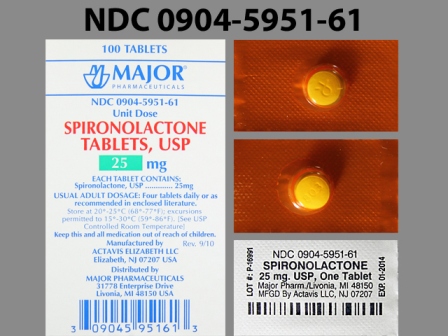 R803: (0904-5951) Spironolactone 25 mg Oral Tablet by Major Pharmaceuticals