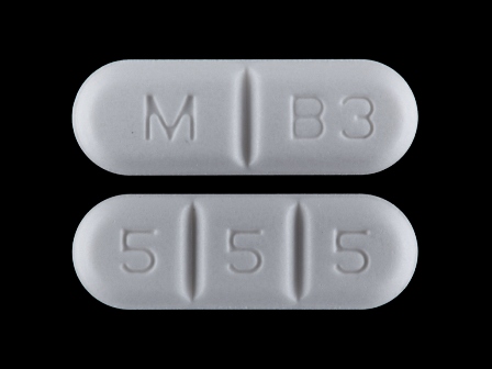 M B3 5 5 5: (51079-960) Buspirone Hydrochloride 15 mg (As Buspirone 13.7 mg) Oral Tablet by Mylan Institutional Inc.