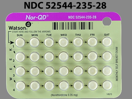 Watson 235: (52544-235) Nor-qd 28 Day Pack by Watson Pharma, Inc.