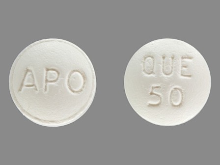APO QUE 50: (60429-372) Quetiapine (As Quetiapine Fumarate) 50 mg Oral Tablet by Golden State Medical Supply, Inc.