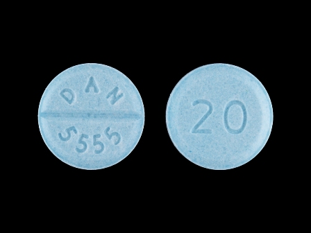 DAN 5555 20: (60687-306) Propranolol Hydrochloride 20 mg Oral Tablet by American Health Packaging